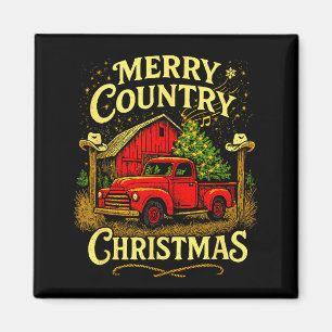 Íman Feliz Natal Country Caminhão Antigo e Celeiro Hol