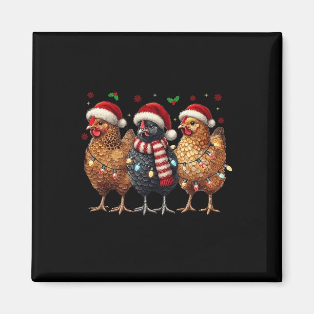 Íman Feliz Natal De Frango Luz De Animal Farmer Xmas (Frente)