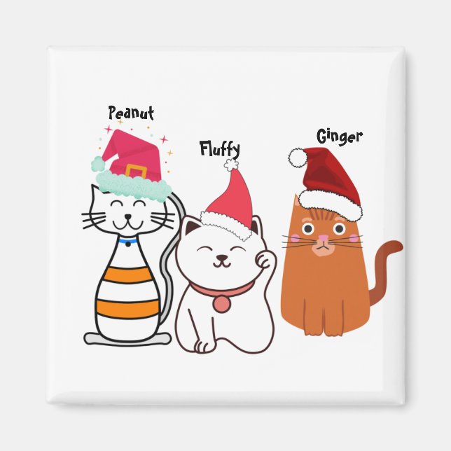 Íman Feliz Natal de Gatinho Personalizado (Frente)