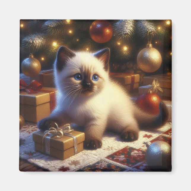 Íman Feliz Natal de Kitten Siamese (Frente)