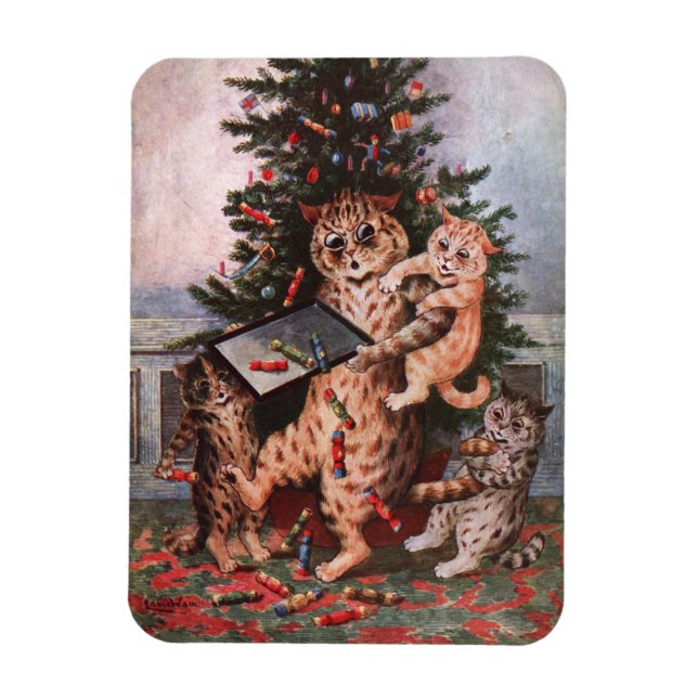 Íman Feliz Natal de Louis Wain (Vertical)
