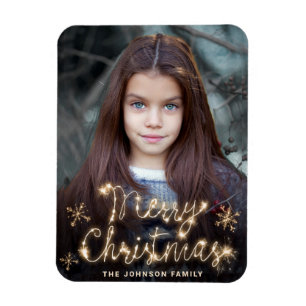 Íman Feliz Natal Dourado Scripts Sparkle Saudação