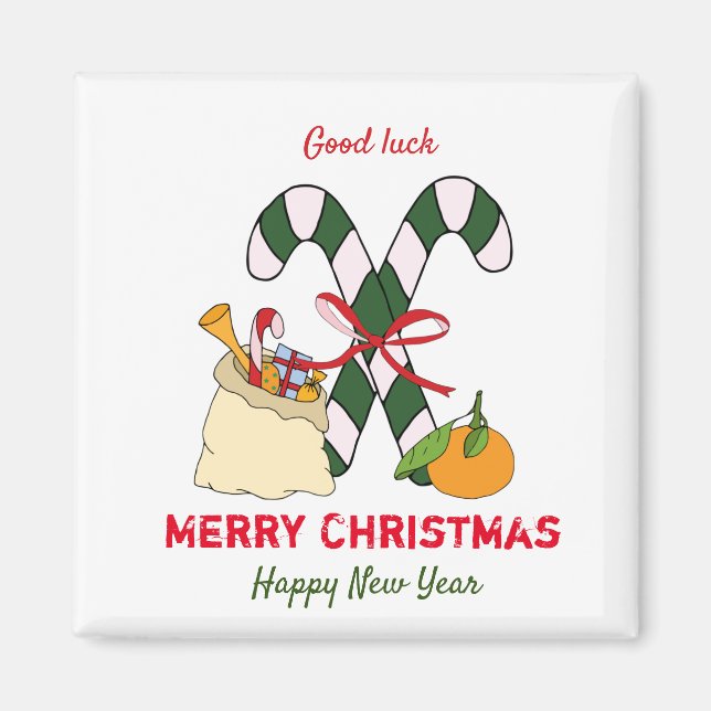 Íman Feliz Natal e Ano Novo Minimalista (Frente)