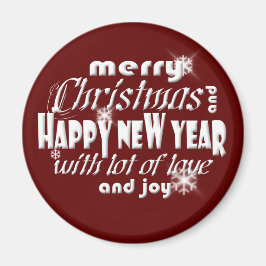 Íman Feliz Natal e Feliz ano novo vermelho