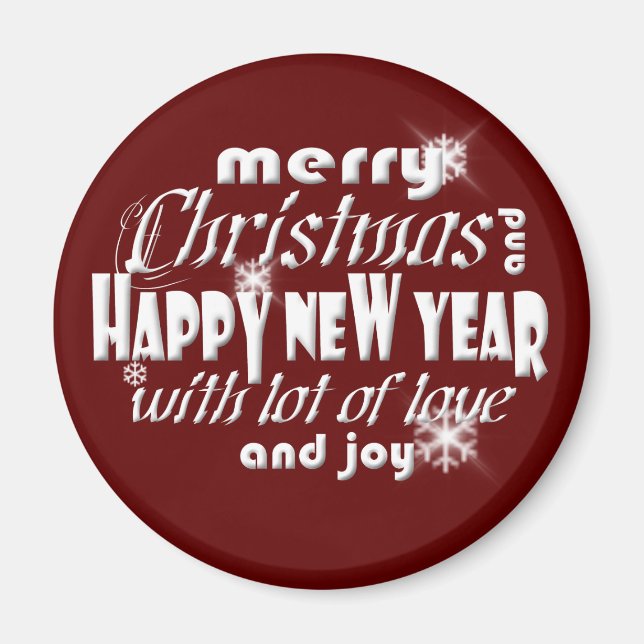 Íman Feliz Natal e Feliz ano novo vermelho (Frente)