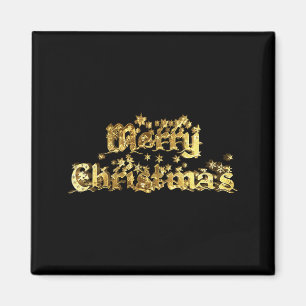 Íman Feliz Natal Elegante Tygraphy Estrelas Douradas