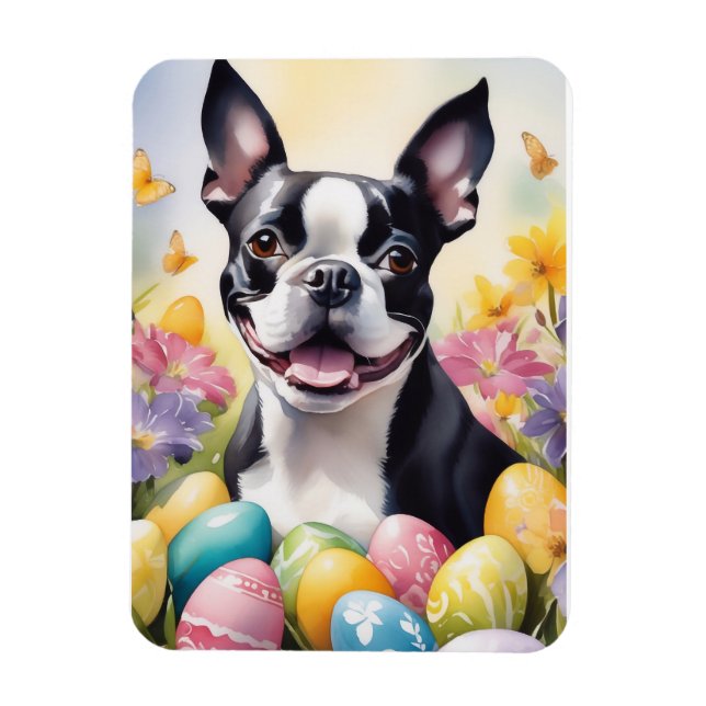 Íman Feliz Natal em Boston Terrier (Vertical)
