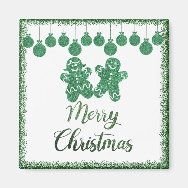 Íman Feliz Natal - enfeites verdes (Frente)