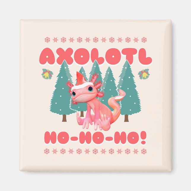 Íman Feliz Natal Engraçado Axolotl Ho-Ho-Ho! (Frente)