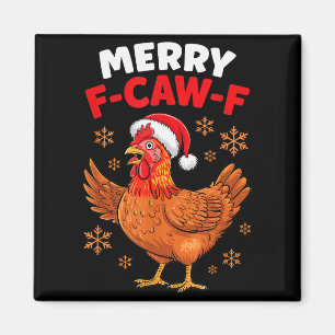 Íman Feliz Natal Engraçado Papai Noel Galinha