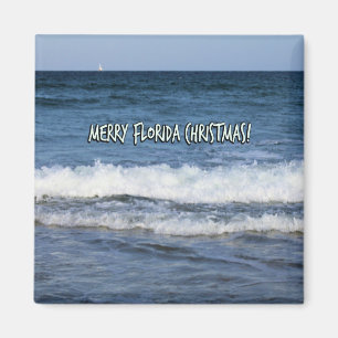 Íman Feliz Natal Estilo Flórida Sobre o Oceano Azul Pro