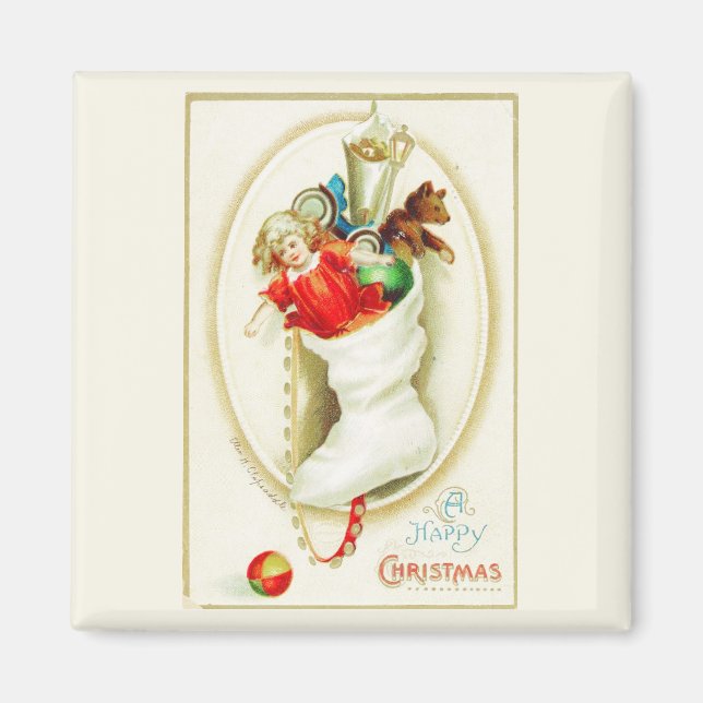 Íman Feliz Natal estocando o ímã da vindima (Frente)