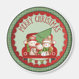 Íman Feliz Natal Família de Neve