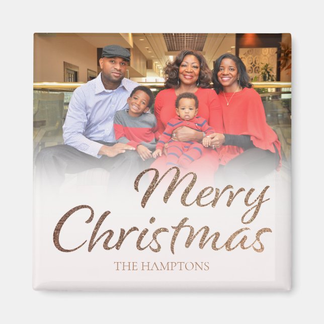 Íman Feliz Natal Faux Dourado Nome de Foto do CHEIO Gli (Frente)