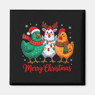 Íman Feliz Natal Fazendeiro de Frango Animal Papai Noel