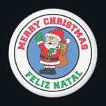 Íman Feliz Natal Feliz Felry Papais noeis de Natal<br><div class="desc">Feliz Natal Feliz Feliz Feliz Feliz Feliz Natal com Papais noeis de desenho animado. Diga Feliz Natal em Português com este design bonitinho. Excelente para o feriado e a época de Natal.</div>