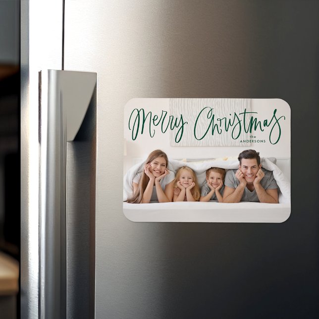 Íman Feliz Natal - Foto de Script Verde Impressionante (Criador carregado)