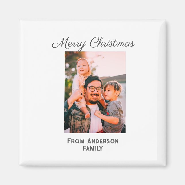 Íman Feliz Natal foto do amor moderno família simples m (Frente)