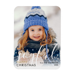 Íman Feliz Natal Foto Moderno Script Alegre Chic