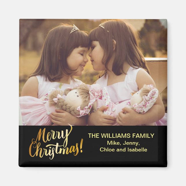 Íman Feliz Natal Foto Personalizada da Família (Frente)