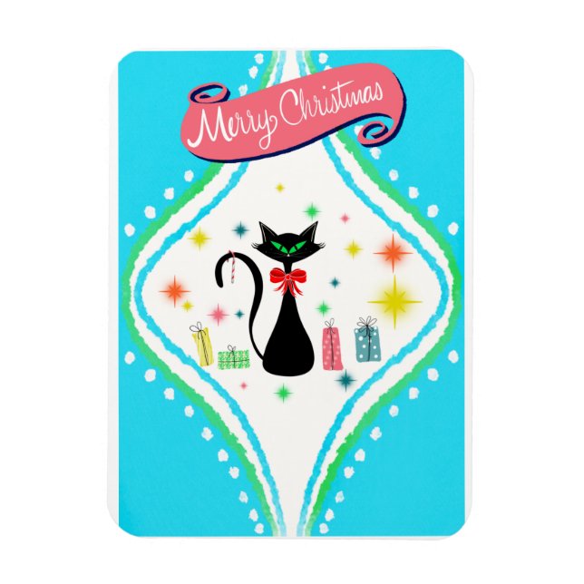 Íman Feliz Natal Gato Siames Retro  (Vertical)