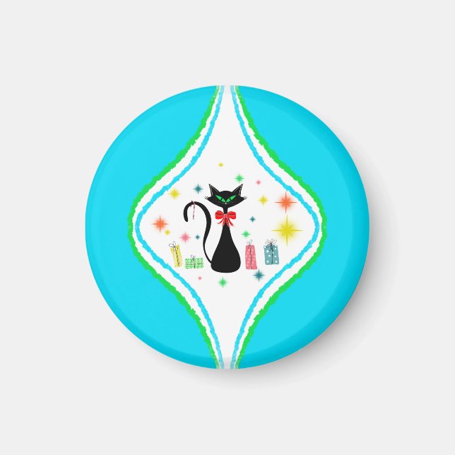 Íman Feliz Natal Gato Siames Retro  (Frente)