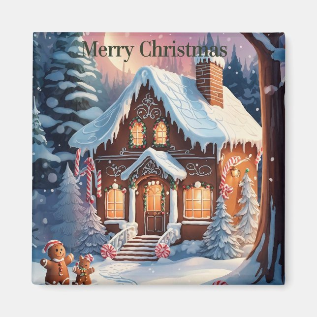 Íman Feliz Natal Gingercake House Magnet (Frente)
