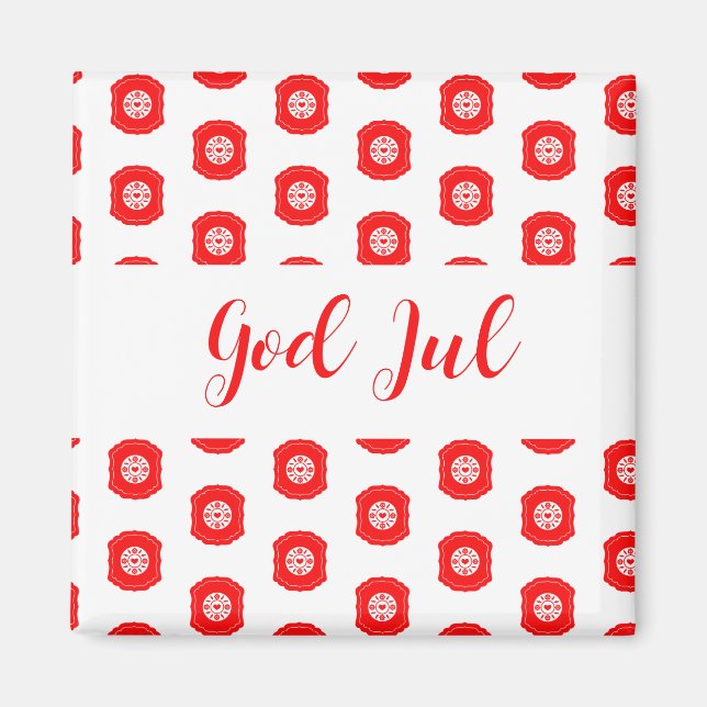 Íman Feliz Natal God Jul padrão escandinavo presente (Frente)