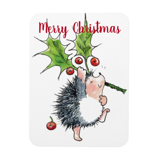 Íman Feliz Natal Holly Hedgehog (Vertical)