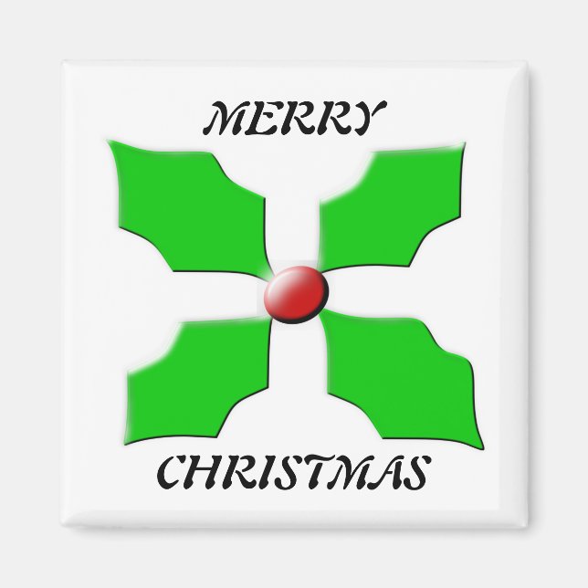Íman Feliz Natal Holly Magnet (Frente)