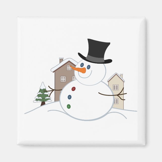 Íman Feliz Natal Ilustração de Neve (Frente)