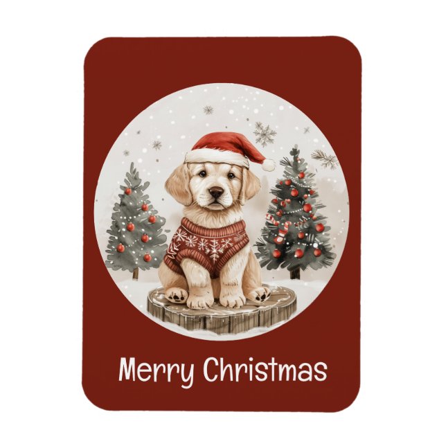 Íman Feliz Natal Labrador Retriever Puppy (Vertical)