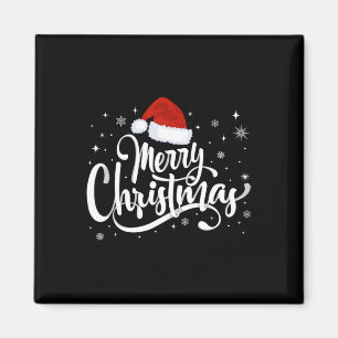 Íman Feliz Natal Luz Vermelha Santa Hat Família Xmas