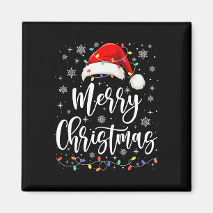 Íman Feliz Natal Luz Vermelha Santa Hat Família Xmas M