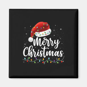Íman Feliz Natal Luz Vermelha Santa Hat Família Xmas M
