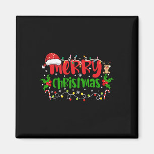 Íman Feliz Natal Luz Vermelha Santa Hat Família Xmas M