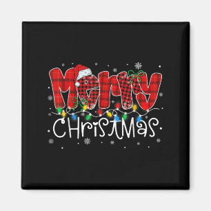 Íman Feliz Natal Luzes Santa Hat Matriz da Família Xmas