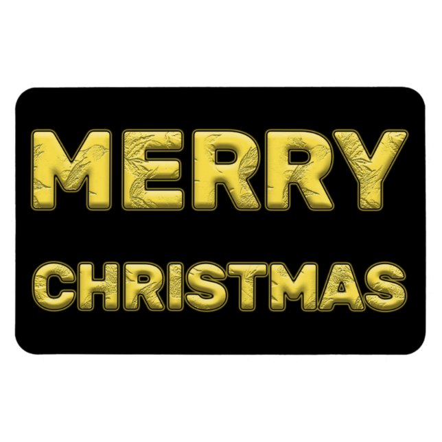 Íman Feliz Natal Magnético em Dourado (Horizontal)