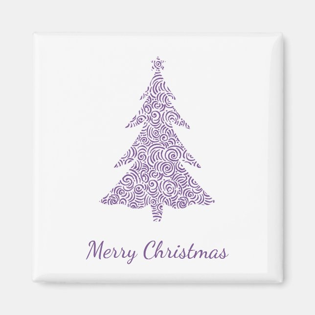 Íman Feliz Natal, moderna árvore de natal mauve (Frente)