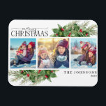 Íman Feliz Natal Moderno Holly Berry Fotografia Magnet<br><div class="desc">Celebre a época mais maravilhosa do ano com nosso feliz Natal Moderno Holly Berry Foto Magnet! Esta bela carta apresenta uma impressionante colagem de três fotos, juntamente com o verde-aquarela de inverno moderno e os motivos festivos de morango sagrado. A maneira perfeita de enviar alegria de férias aos seus amigos...</div>