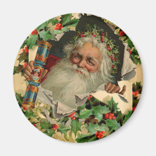 Íman Feliz Natal Pai Natal Claus Antiquado clássico