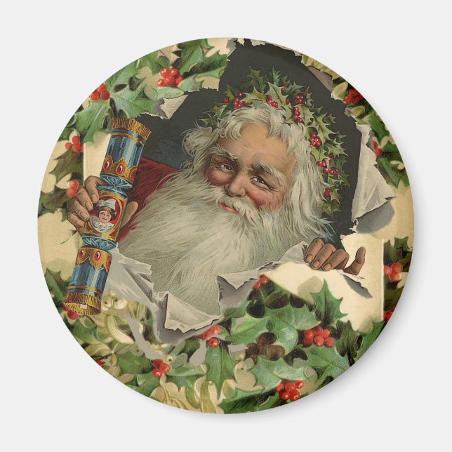 Íman Feliz Natal Pai Natal Claus Antiquado clássico (Frente)
