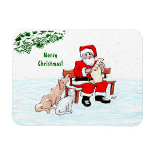 Íman Feliz Natal! Papai Noel com Gato e Cão