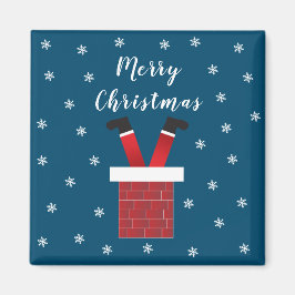 Íman Feliz Natal Papai Noel Preso Em Uma Chaminé