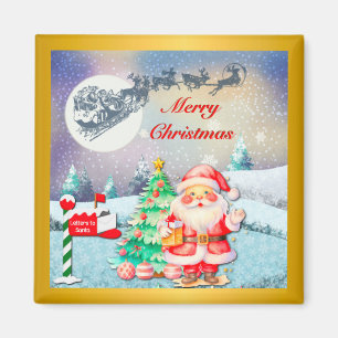 Íman Feliz Natal Papai Noel, Trenó, Rena, Floco de Neve