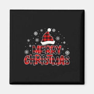 Íman Feliz Natal Papais noeis Vermelho Xadrez Quadrado