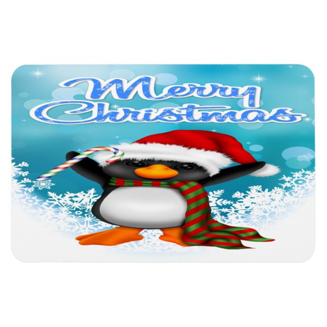 Íman Feliz Natal Pinguim Flex Magnets (Horizontal)