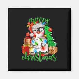 Íman Feliz Natal Pinguim Luz Santa Hat Funn