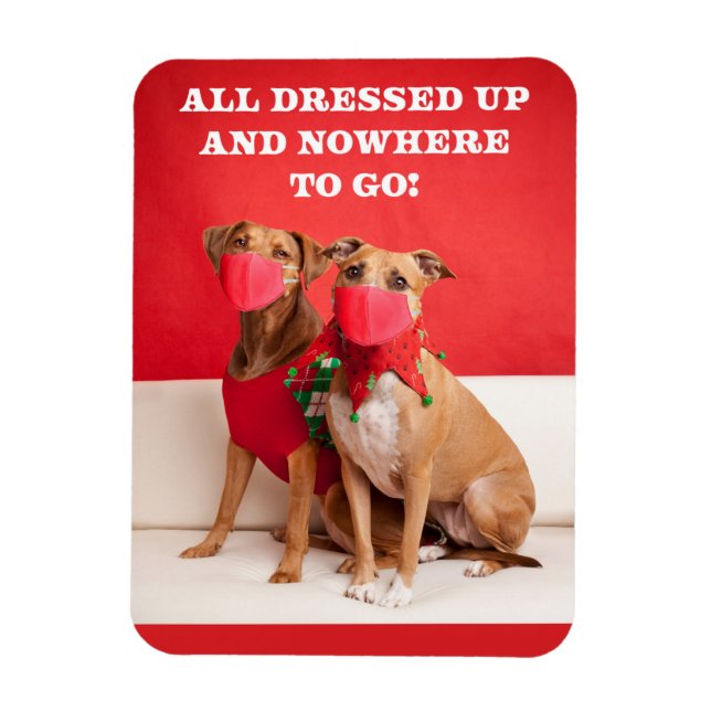 Íman Feliz Natal Pit Bulls em Rostos Máscaras (Vertical)