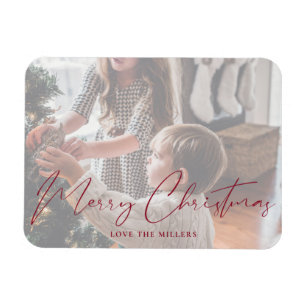 Íman Feliz Natal Red Minimalist Photo Magnet